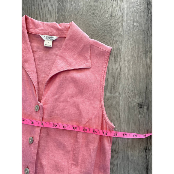 Christopher & Banks Linen Dress Button Down Pink size 4 - Picture 6 of 7